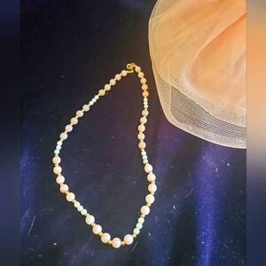 Vintage Trifari pink pearl necklace